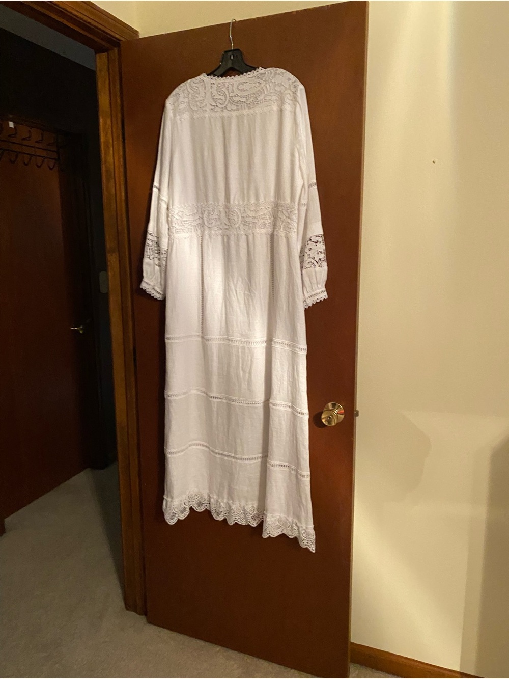 Soft Surroundings Ivory Lace-Paneled Maxi Dress